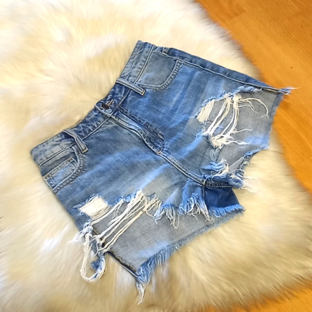 Cello Distressed  Sexy Shortie Denim Shorts-#1413